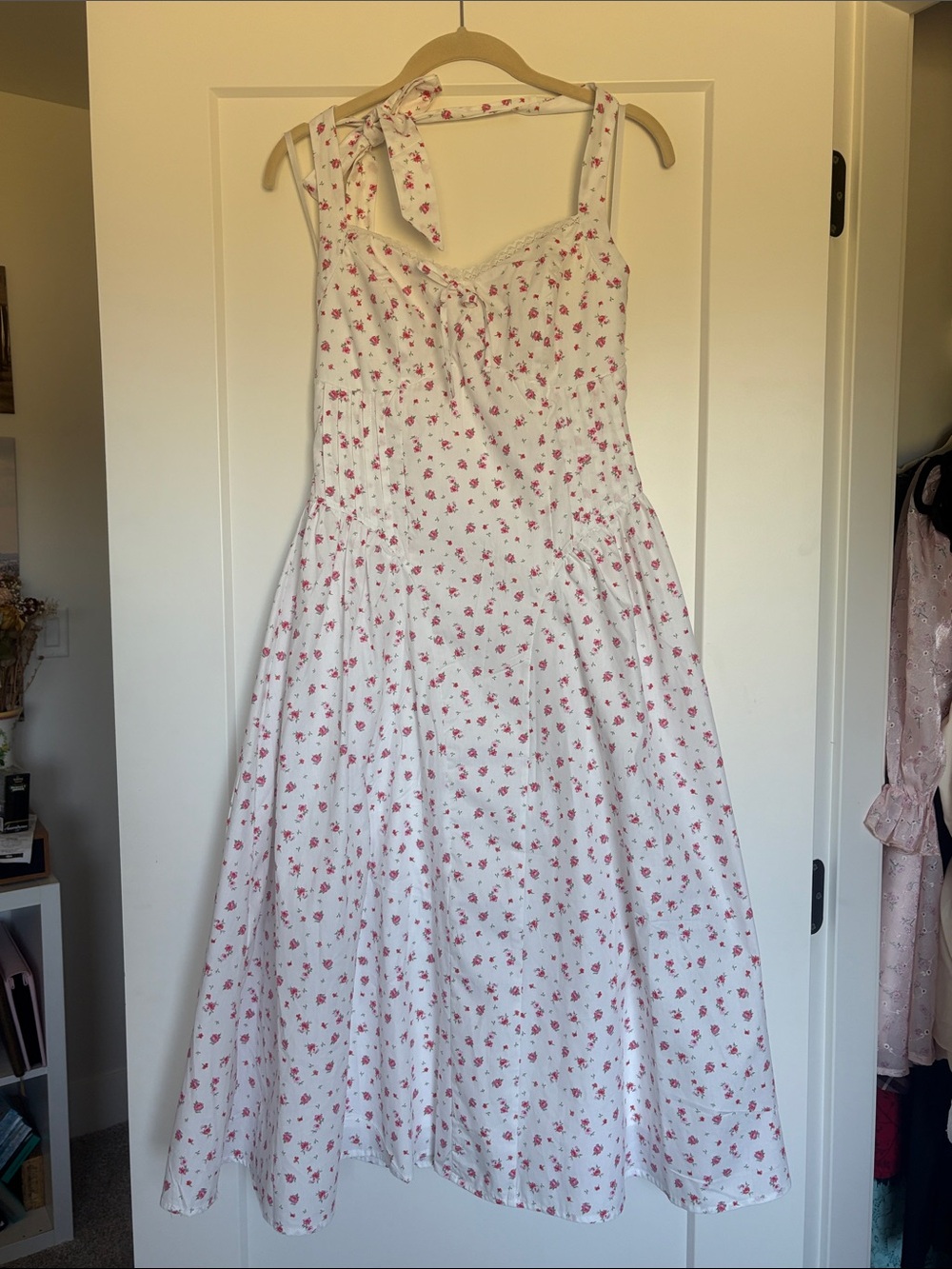 Trixxi White Sundress with Pink & Green Floral Print